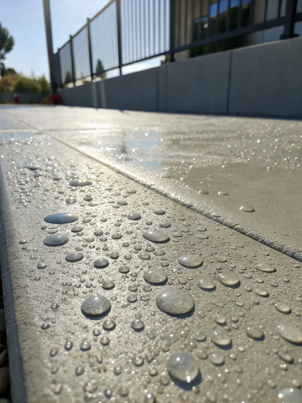 A close-up of a smooth, level concrete surface, highlighting the precision and quality of Sandstone Concrete's flatwork services. The surface is free of imperfections and ready for use.